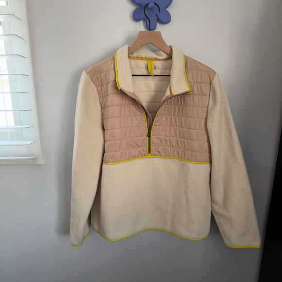 Faherty Large Cobble Hill Popover Fleece 1/4 Zip Cream - Picture 4 of 10